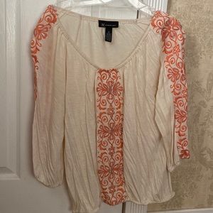I.N.C. Women’s XL Cream and Orange Shirt with Sequins